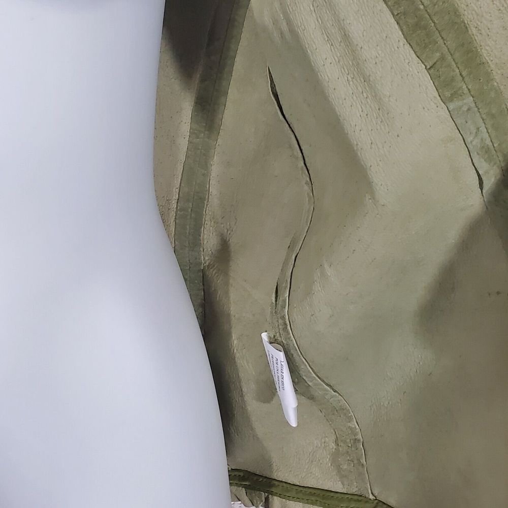 Karen Kane Lifestyle Suede Jacket Small Laser Cut Sage Green Blazer Tie Front - Picture 11 of 15